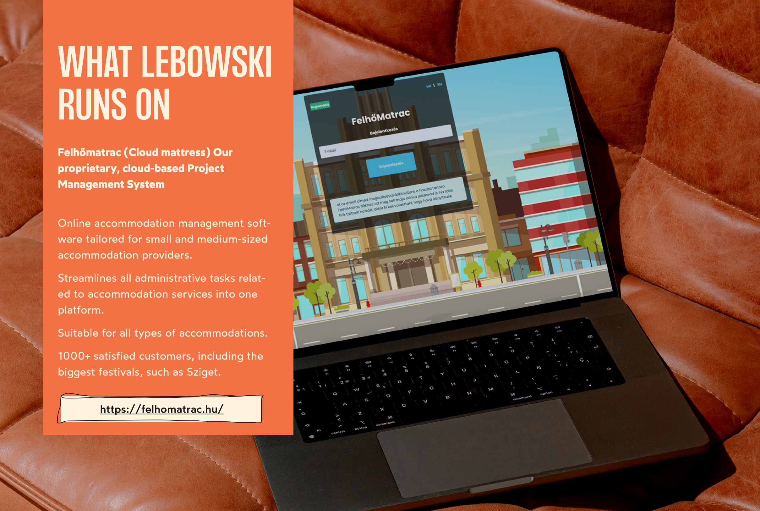 Felhomatrac software on laptop